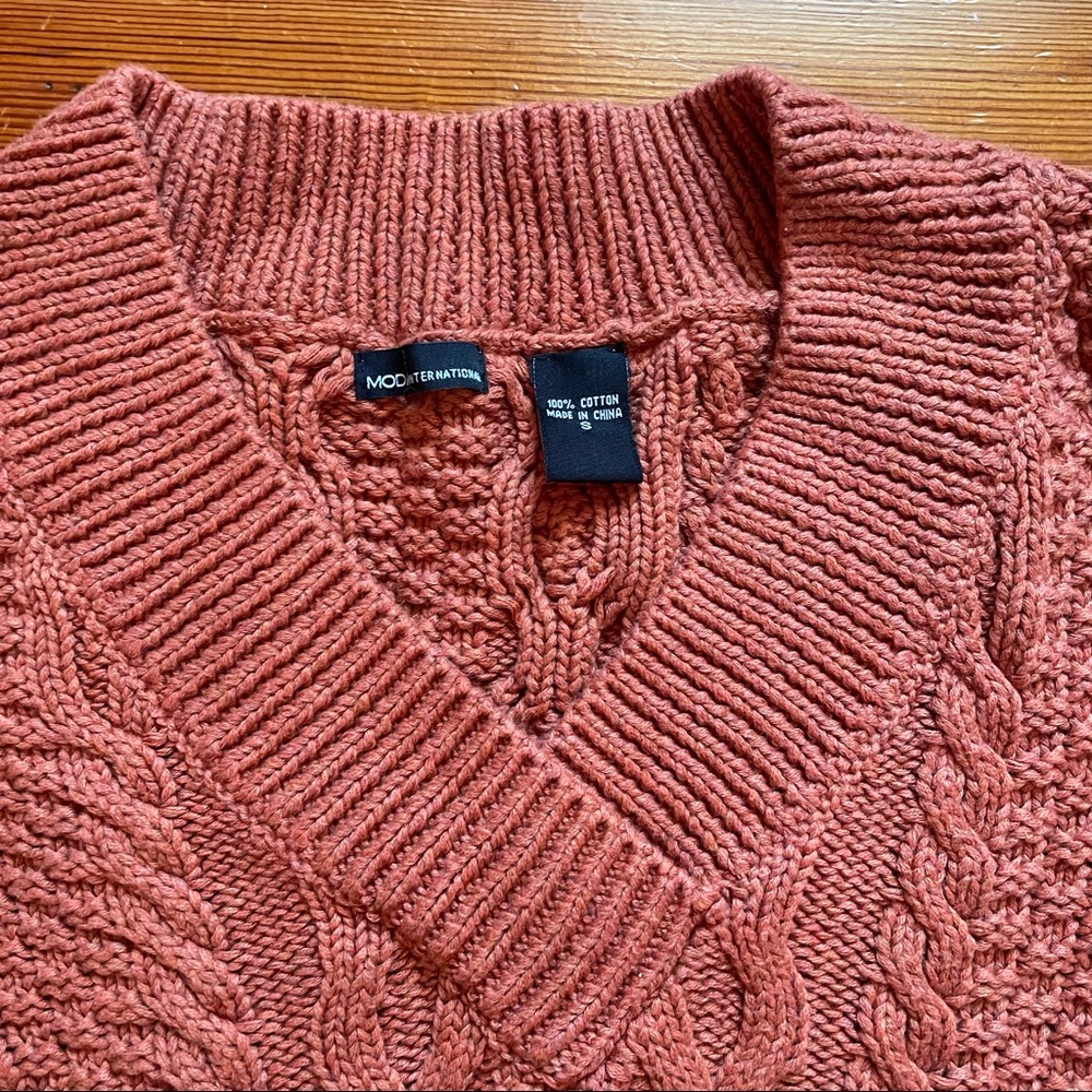 MODA International Orange Chunky Knit Sweater - Picture 5 of 7